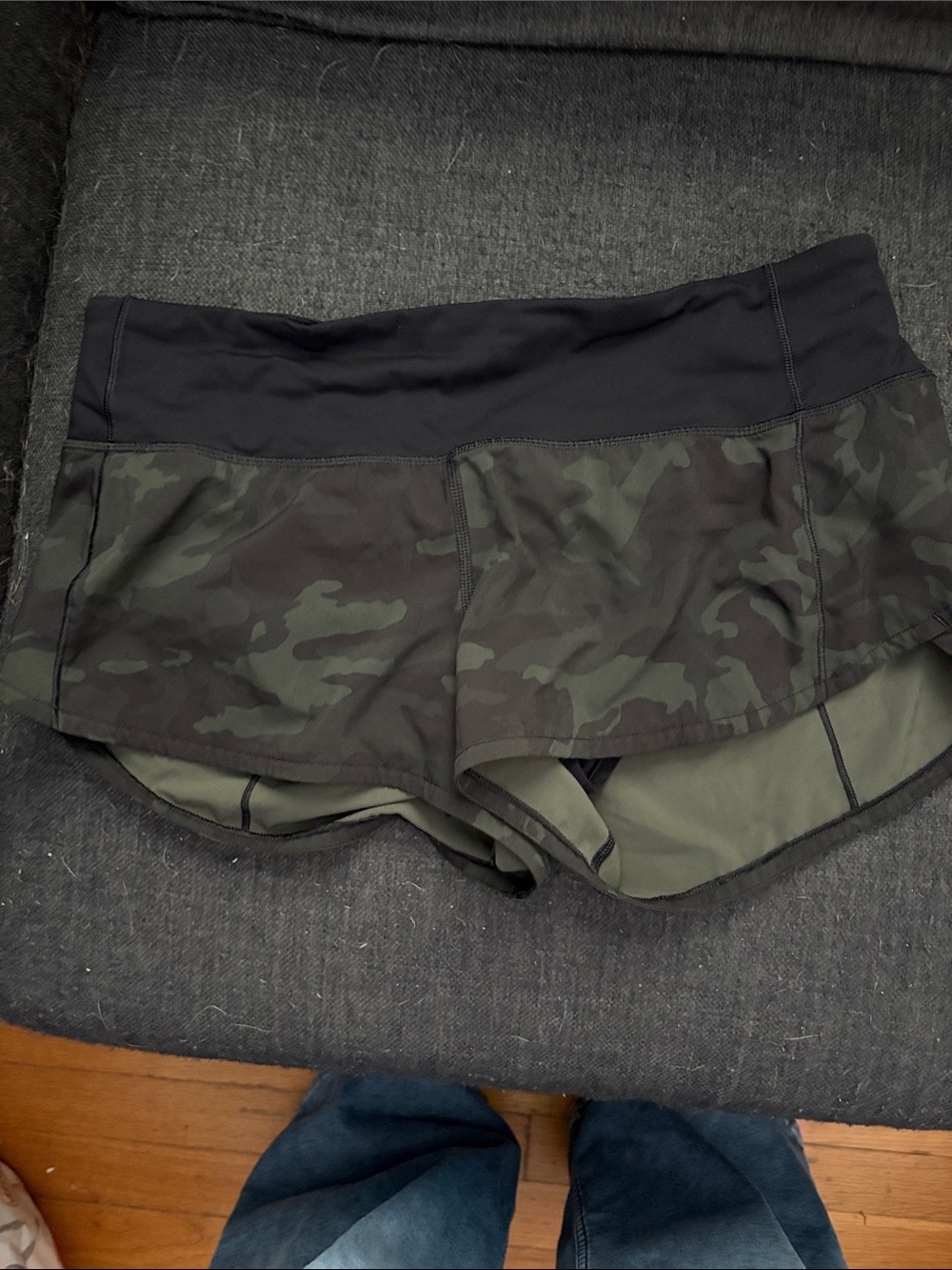 lululemon athletica Olive and Black Camo Athletic Shorts